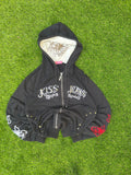 Vintage KISS Jeans Embroidered Zip-Up Hoodie