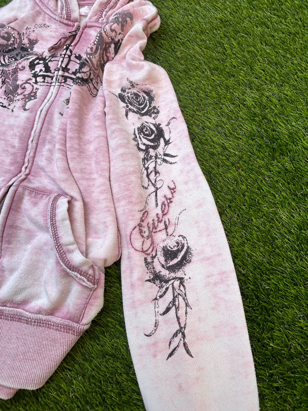 Vintage GUESS Jeans Pink Zip-Up Hoodie