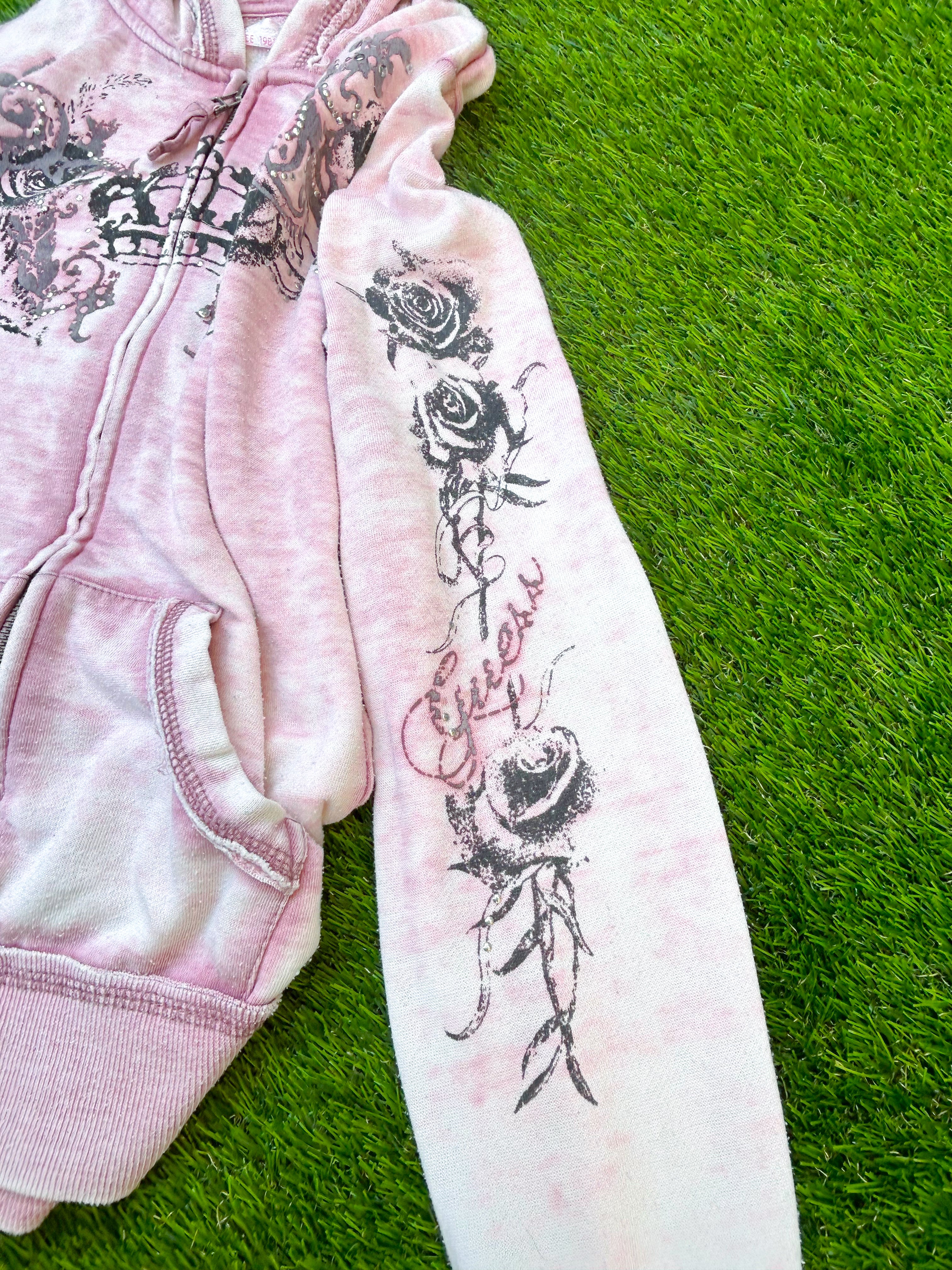Vintage GUESS Jeans Pink Zip-Up Hoodie