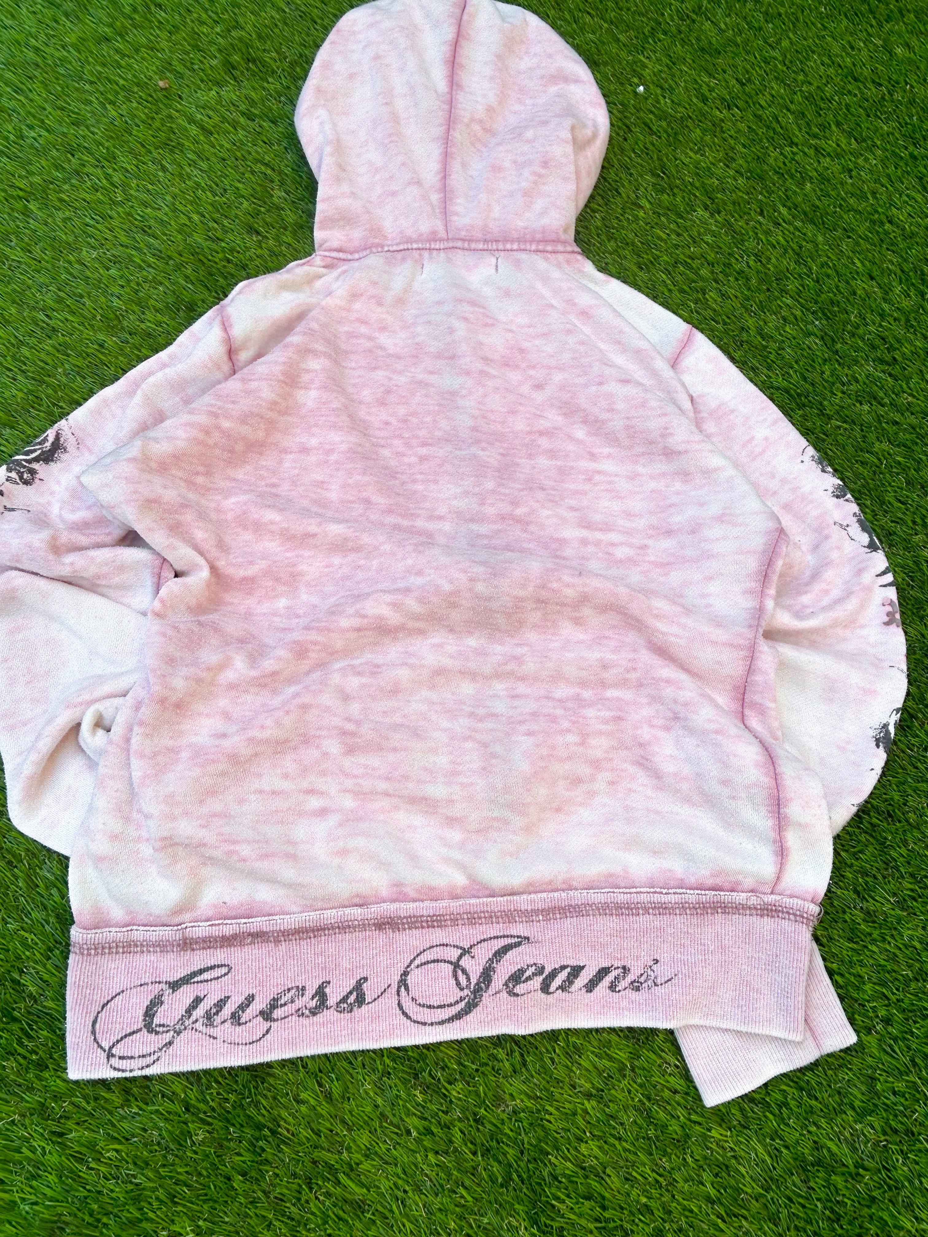 Vintage GUESS Jeans Pink Zip-Up Hoodie