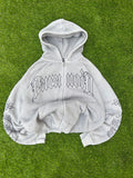 Vintage Paranoid Snake Embroidered Grey Zip Hoodie