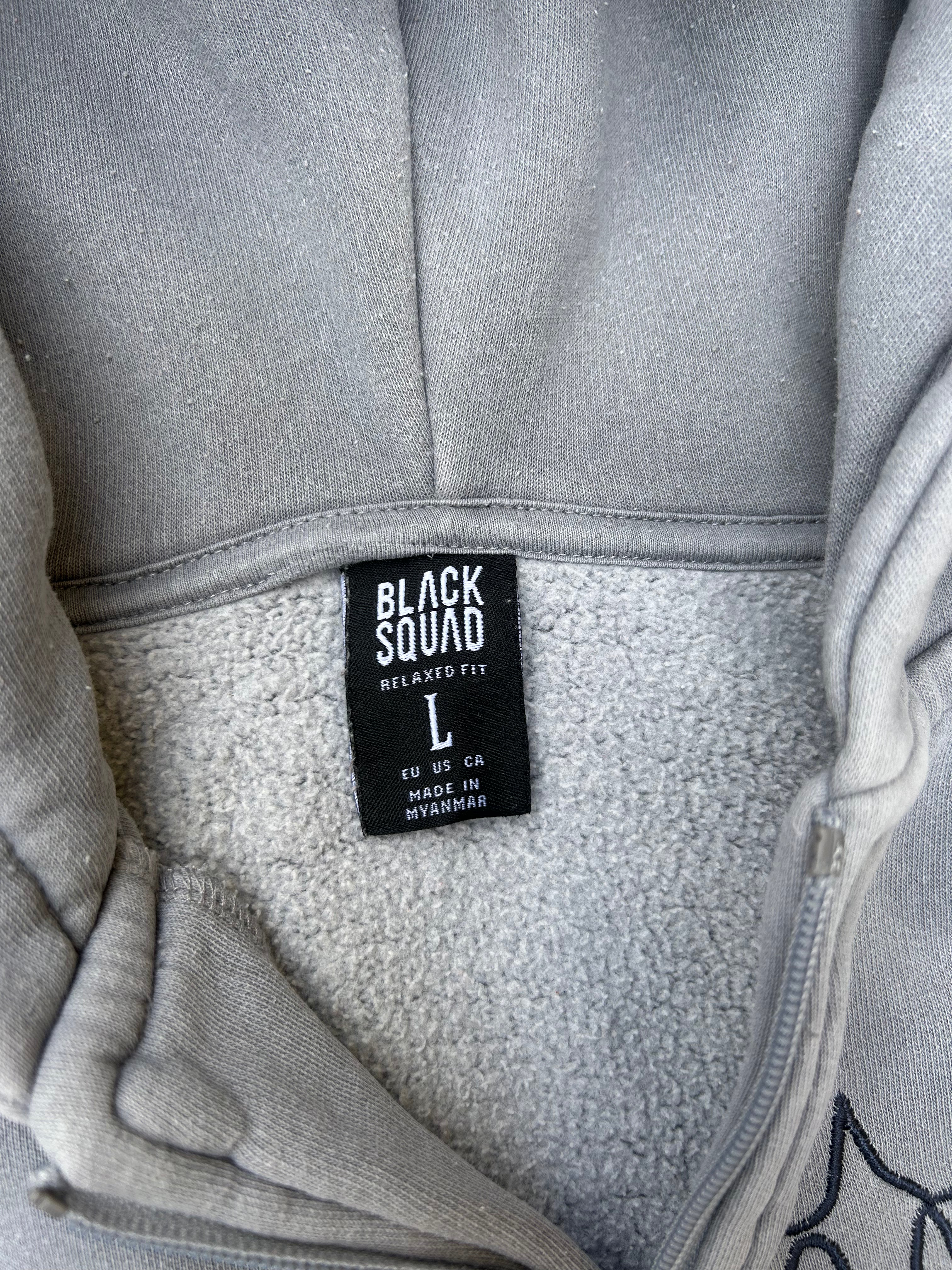 Vintage Paranoid Snake Embroidered Grey Zip Hoodie