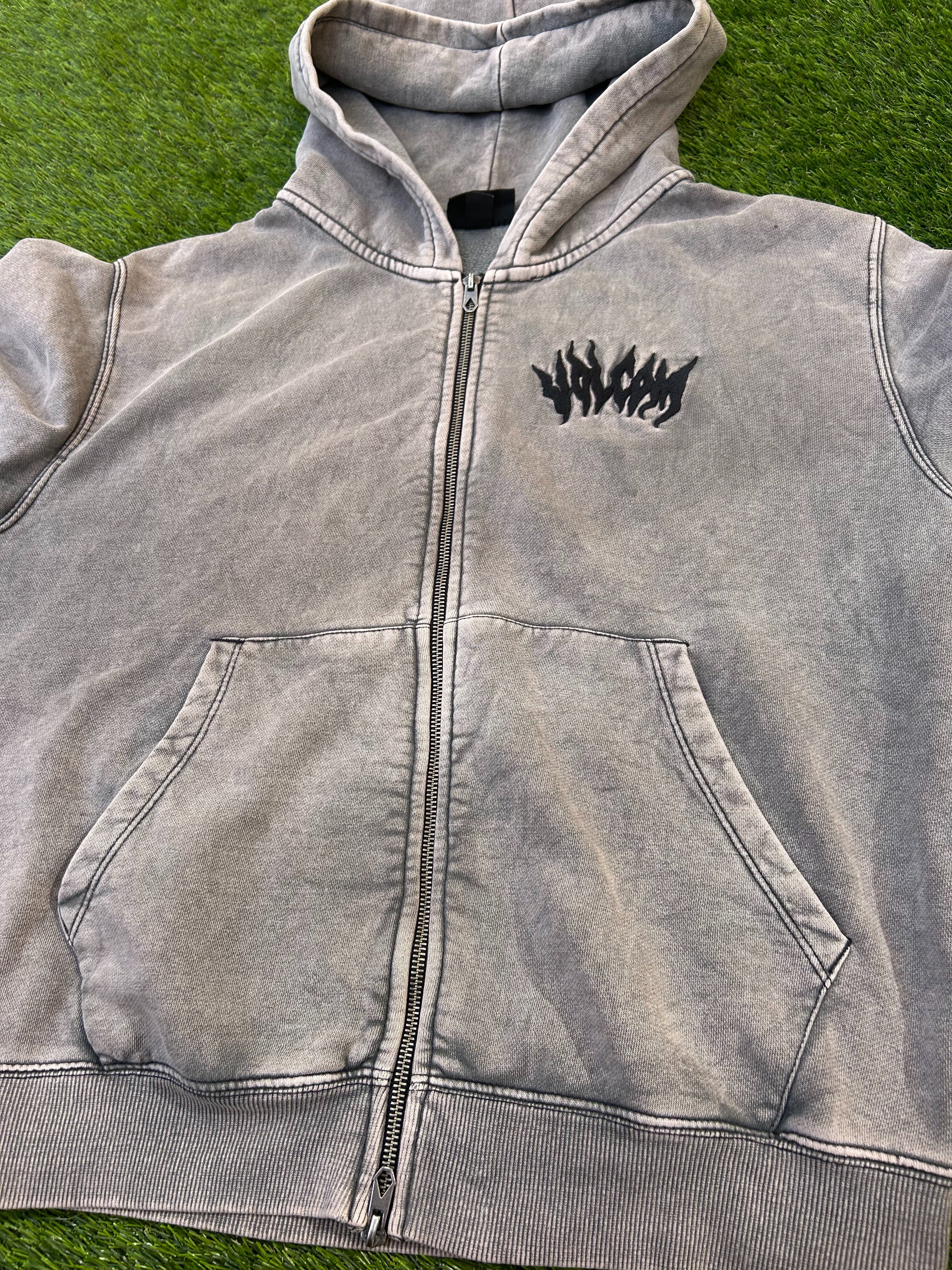 Vintage Volcom Distressed Cotton Zip Up Hoodie