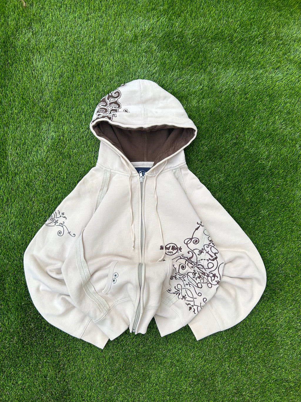 Hard Rock cream embroidered zip up 2002
