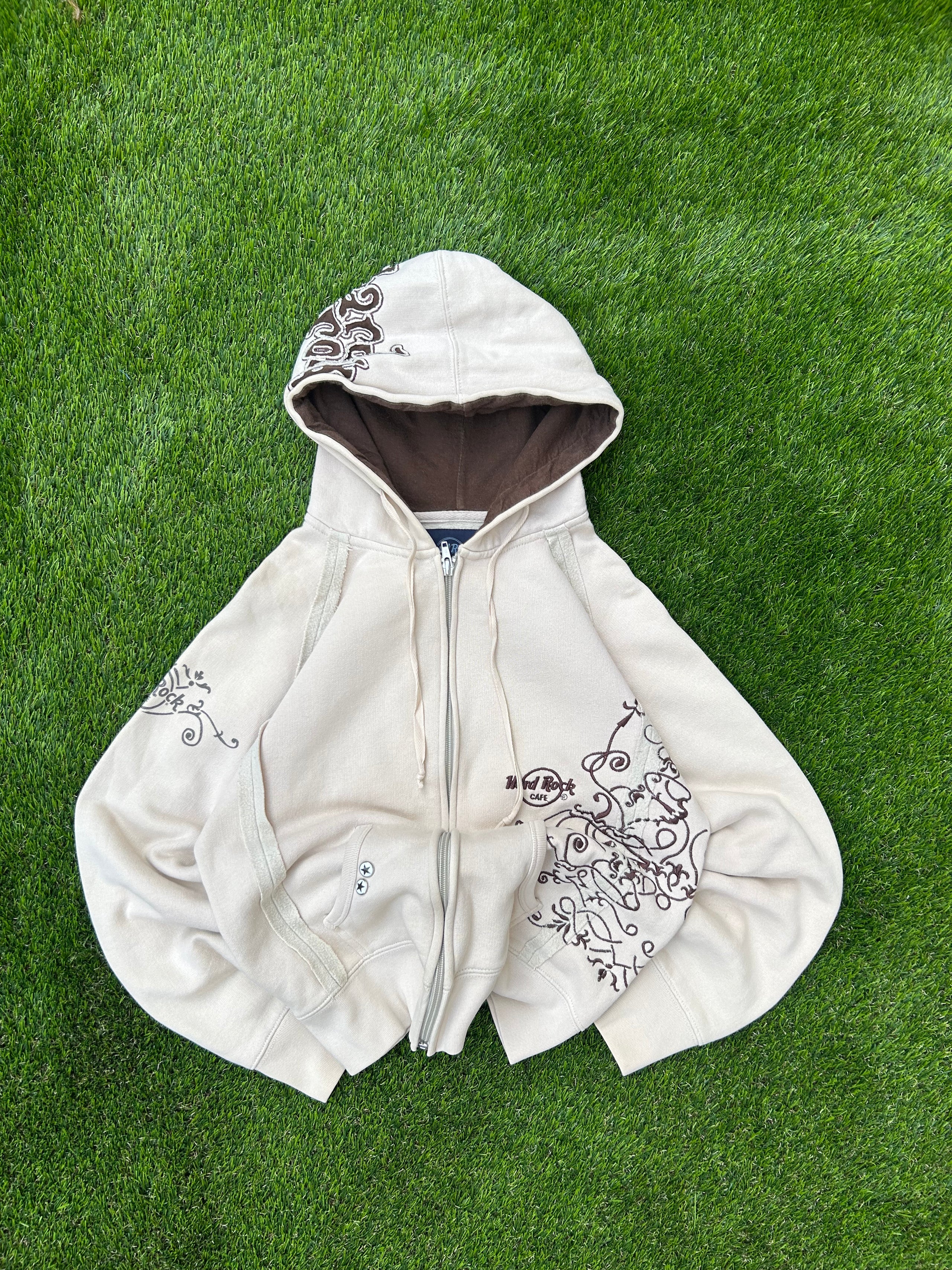 Hard Rock cream embroidered zip up 2002