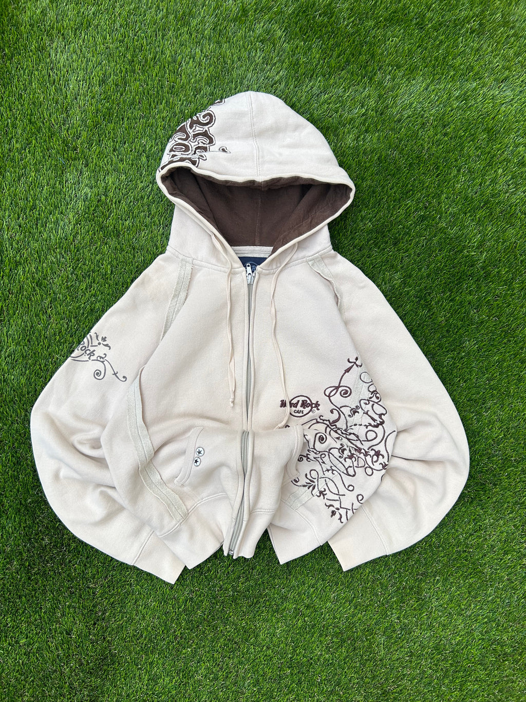 Hard Rock cream embroidered zip up 2002