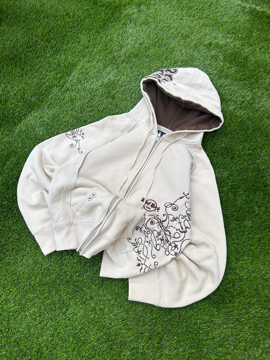 Hard Rock cream embroidered zip up 2002