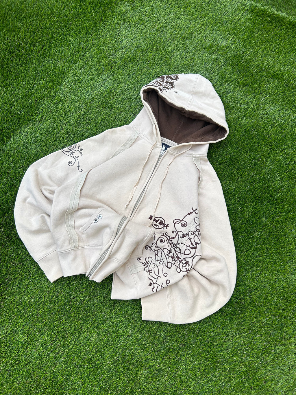 Hard Rock cream embroidered zip up 2002