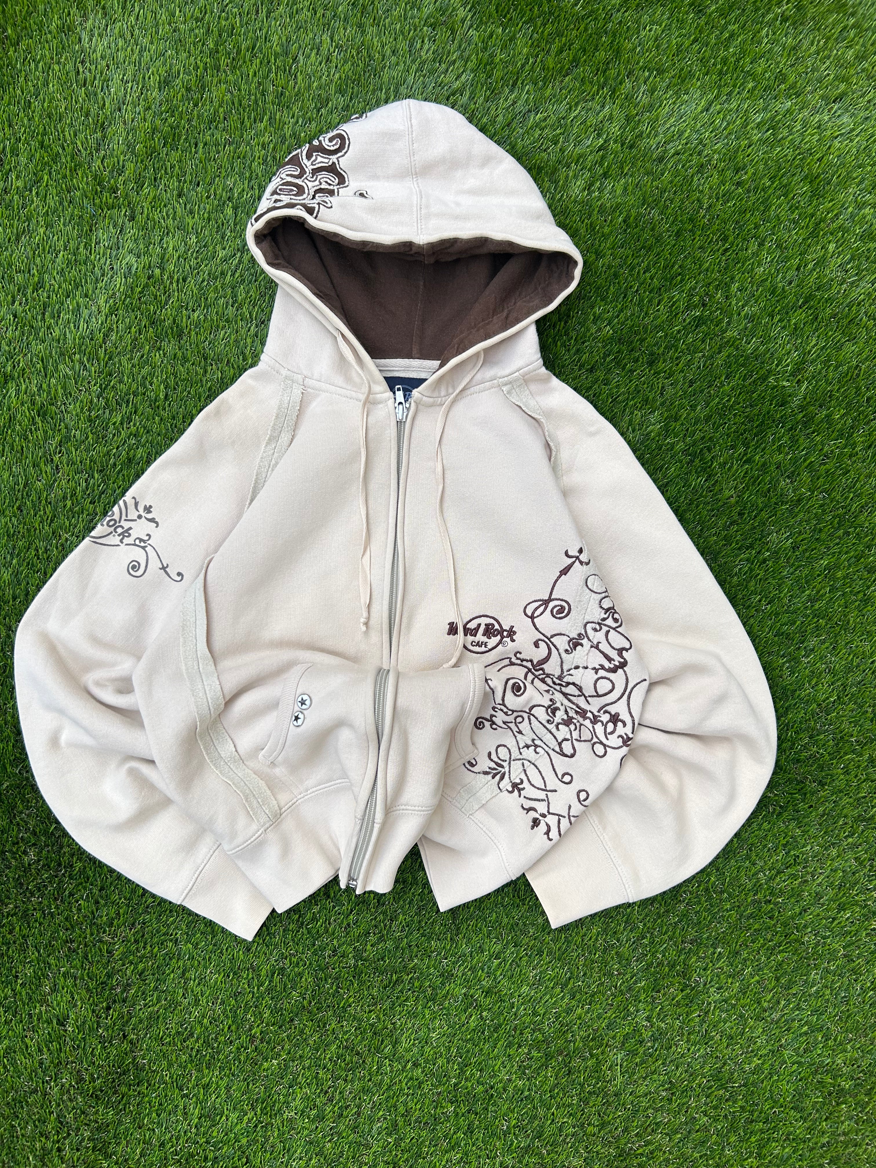 Hard Rock cream embroidered zip up 2002