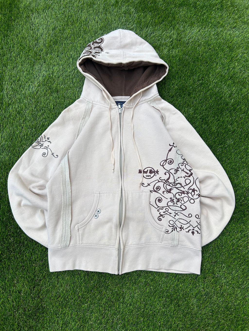 Hard Rock cream embroidered zip up 2002