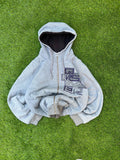 Vintage Quiksilver Grey Fur Lined Zip Hoodie Y2K Surf Skate